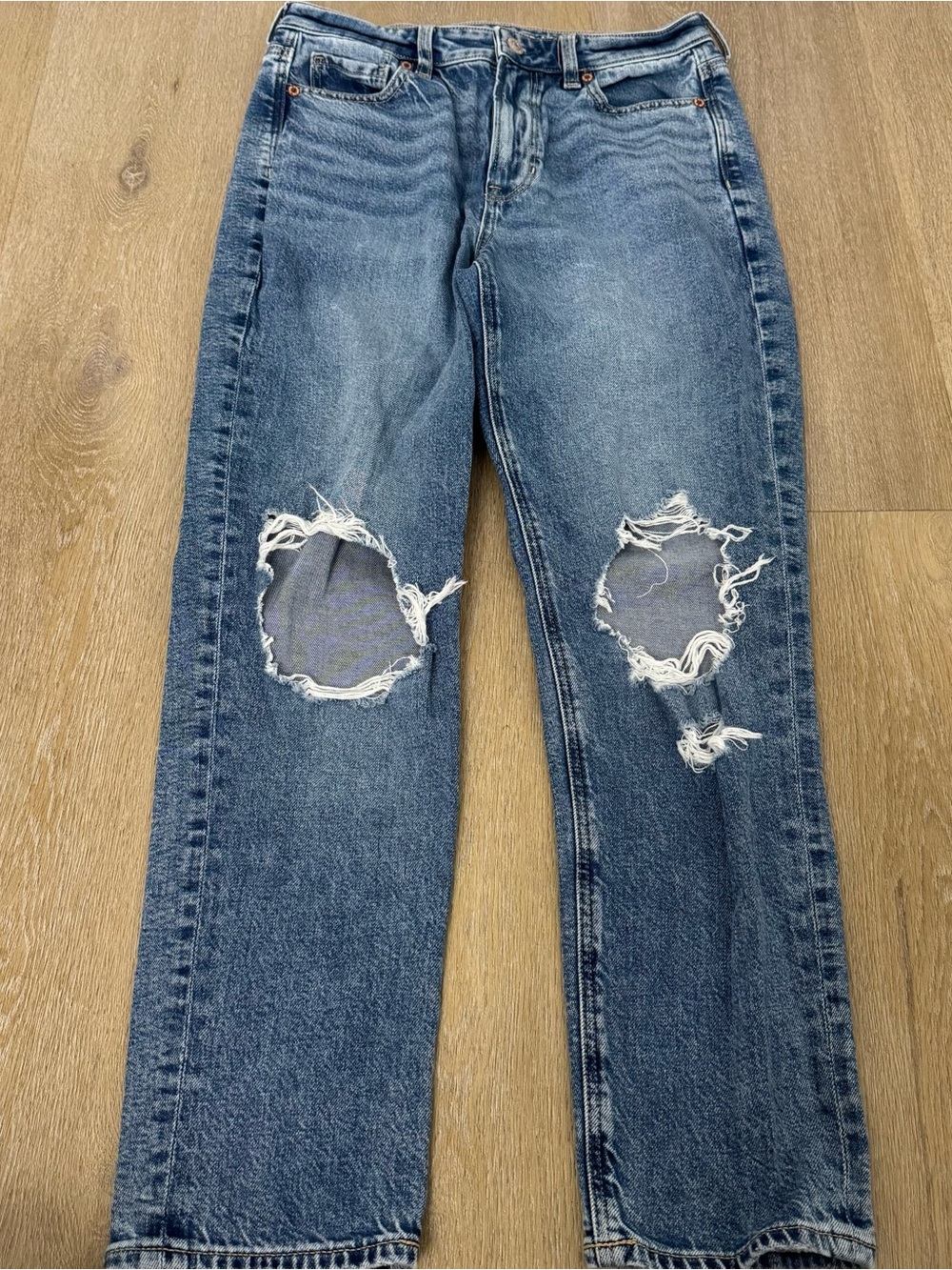 American Eagle Distressed Mom Jean Blue Denim Jeans
